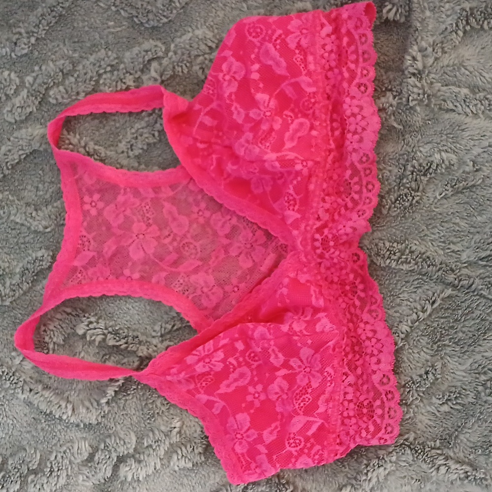 Pink lace bra let  size medium Undies Couture by Lauren Copeland